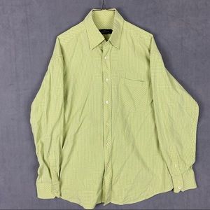 Bugatchi Uomo Men's Large Yellow/Green Check Long Sleeve Button Up Shirt